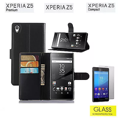 $8.99 • Buy Sony Xperia Z5 Z5 Premium Z5 Compact Case Cover Lea Wallet Stand Flip Card Slot 
