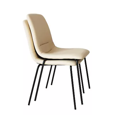 $179.99 • Buy Levede 4x Dining Chairs  Stackable Kitchen Chair Lounge Padded PU Leather Beige