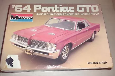 Vintage Monogram '64 Pontiac GTO 1/24 Model Kit #2714 From 1985 Molded In RED • $9