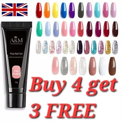 Poly Builder Gel UK GLITTER Acrylic DIY Nail Art Glue Quick Nail Extensions Gel • £3.98