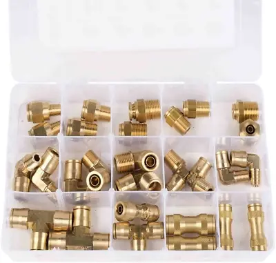 Dot Brass Push To Connect Air Brake Line Fittings Connector Kit 1/4  3/8  1/2  • $140.99