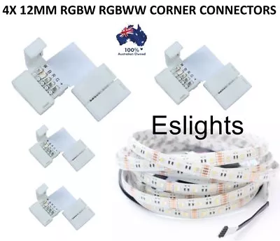 4x L Shape Corner Connectors 12mm 5 Pin 5050 Rgbw Led Strip Lights No Soldering • $11.55