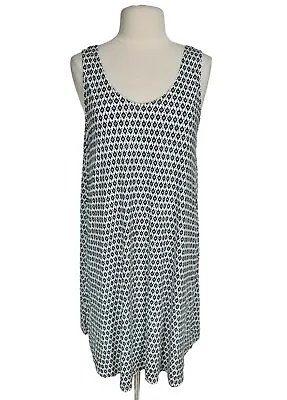 H.M Black White Jersey Cotton Shift Mini Dress Women Size L Crew Neck Sleeveless • $11.99