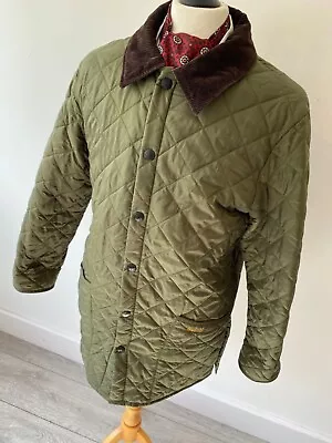 BARBOUR Mens OLIVE CLASSIC QUILTED LIDDESDALE STUD FASTENED PARKA JACKET M 42  • $24.88