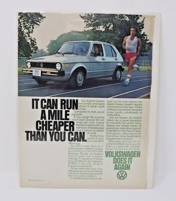 1979 Volkswagen Rabbit Diesel Run A Mile Cheaper Than You Car Vintage Print Ad • $7.25