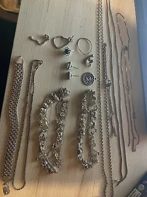 £49.95 • Buy JOB LOT STERLING SILVER JEWELLERY Most GOOD & Some SCRAP Over 100 Grams