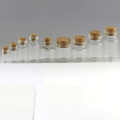 Clear Mini Bottles Small Cork Stopper 10/30/50/100PCS Glass Vial Jars Containers • $40.47