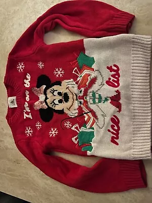 Girls Disney Store Minnie Mouse Christmas Jumper  • £5