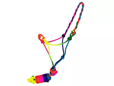 New! Mini Miniature Horse / Small Pony  Size RAINBOW ROPE HALTER W/ 6.5' Lead • $12.99