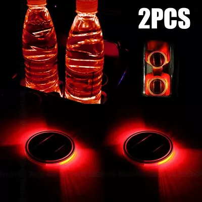 Red LED Solar Cup Pad Car Interior Parts Cover Decoration Light Auto Accessories • $10.79