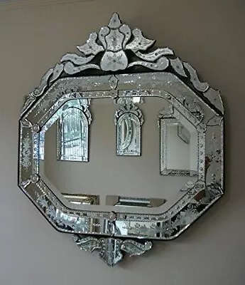 Venetian Mirror Antique Handcrafted Flowered Crown Arched Wall Crystal Mirror • $999