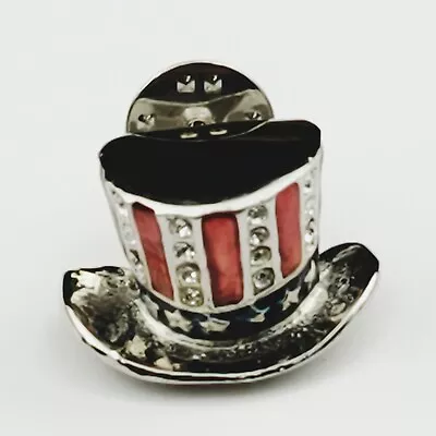 Vintage Uncle Sam Hat USA Patriotic Lapel Pin Red White Blue Silver Tone • $7.99