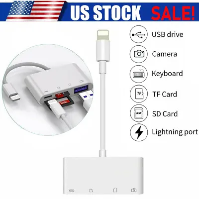 4 In1 USB To Card Reader Adapter USB Camera Micro SD Memory Slot For IPhone IPad • $10.97