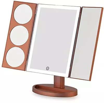  X-Large Vanity Makeup Mirror With LED Lights | 360° Rotatable Rose Gold • $59.23