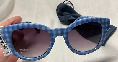 J. Crew Sunglasses Womens BLUE CHECK SUNGLASSES PINK GRADIENT WITH BAG NWT • $18.99