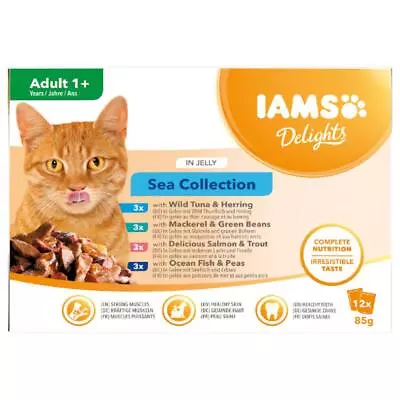 IAMS Delights Adult Complete Wet Cat Food Sea Collection In Jelly *24 X 85g • £19.95