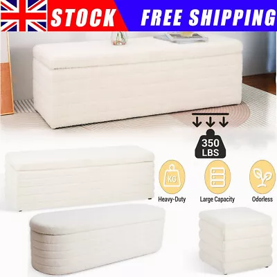 Upholstered Footstool With Storage Bench Chair Ottoman Pouffe Seat Stool Box • £67.99