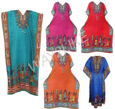 Long  African Kaftan Boho Dress Beach Cover Up Caftan Gown Nightwear Maxi Women • $29.49