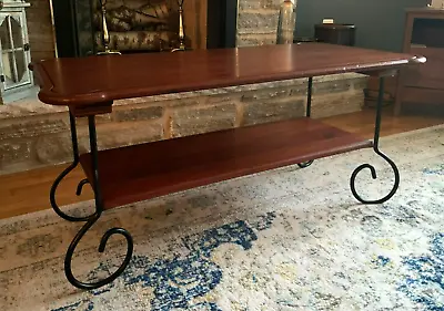 $44.95 • Buy Vintage Pine Coffee Table Two Tier With Iron Scroll Feet Legs BEAUTIFUL STURDY!