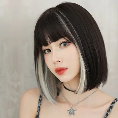 Women Hanging Ear-dye Wig Cosplay Lolita Wig Straight Bob Wigs Short Ombre Wigs • £16.45