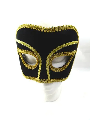 Black & Gold Venetian Mask Costume Masquerade Ball Carnival Halloween • $8.99