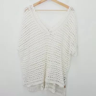 $55 • Buy MASSIMO DUTTI Womens Size M Or 12 Oversized White Crochet Short Sleeve Top