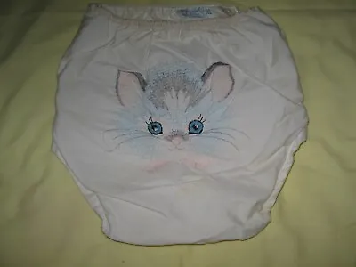 Vintage Waterproof Pants Plastic Diaper Cover Fancy Embroidered Kitten XL 1960's • $69.95