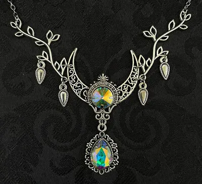 Crescent Moon Goddess Elven Elf Fairy Necklace Medieval Choker Silver Jewelry • $39.99