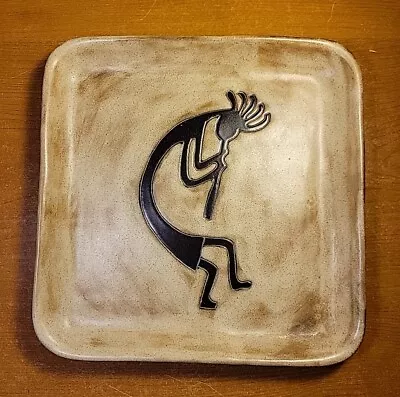 Design By MARA MEXICO Pottery Stoneware KOKOPELLI Flute Player 9  Square Plate • $25