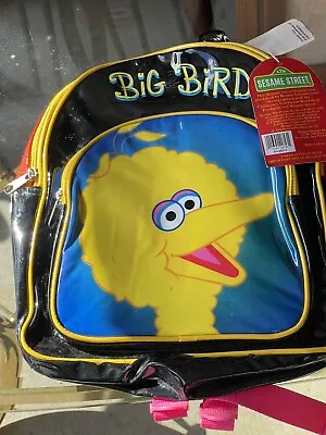 Vtg Jim Henson Sesame Street Big Bird Vinyl Backpack Adjustable Straps • $35