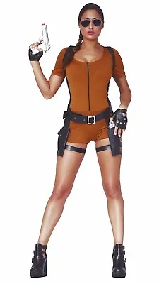 Womens Lara Croft Style Treasure Hunter Adult Halloween Fancy Dress Costume • £26.99