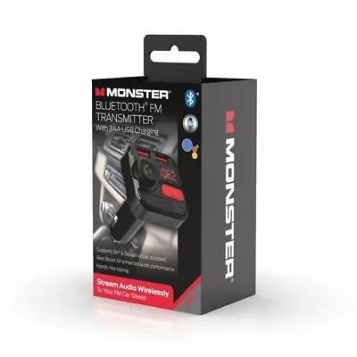 Monster LED Bluetooth FM Transmitter With 2 USB Ports 3.4 Amp 2 Charging Ports • $27.99