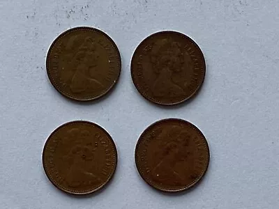 (A50) UK - 4 X Half Pence Piece - 1971 1973 1974 1976 - Circulated Coins • £3