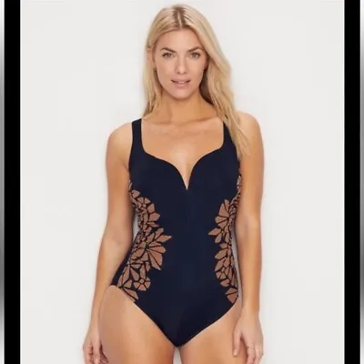 MiracleSuit  Black  Gilted As Charged Temptress  One-Piece DD-Cups - Large • $49.88
