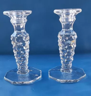 Vintage Diamond Cut Crystal Candlesticks (Very Nice) • $25