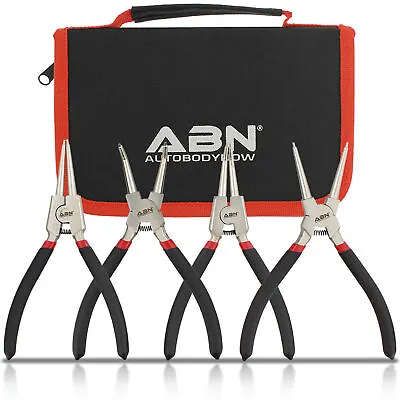 ABN 4pc 7in Heavy Duty Snap Ring Pliers Set - Removal Tools With .067in Tips • $23.10