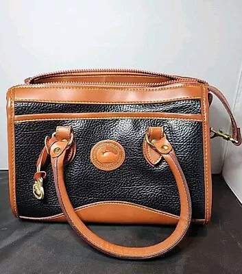 Dooney & Bourke All Weather Leather Satchel Handbag Bag Black/Brown • $42