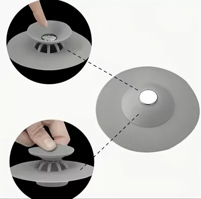 £2.99 • Buy Bathroom Drain Hair Catcher Sink Plug Hole Strainer Shower Drain Cover - Grey