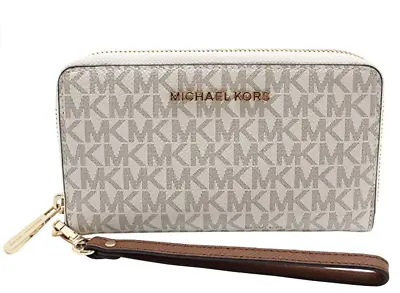 Michael Kors Jet Set Travel Signature Phone Wallet Wristlet Ivory 35F8GTVW9B FS  • $63.99