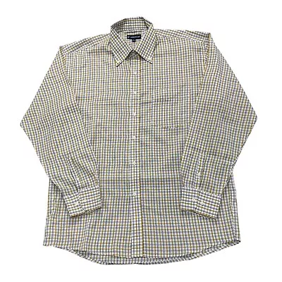 1St American Yellow Shirt Check Plaid Pattern Long Sleeve Button Down Mens XL • £11.99