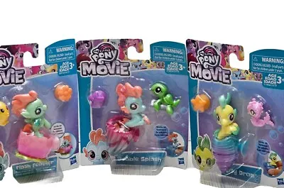 Lot Of 3 My Little Pony MOVIE Sea Ponies Flash Feather Bubble Splash Lilly Drop • $17.88