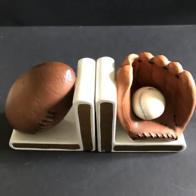 Vintage Lefton Bookends Sports Baseball Football Ceramic Set H067 Japan • $19.99