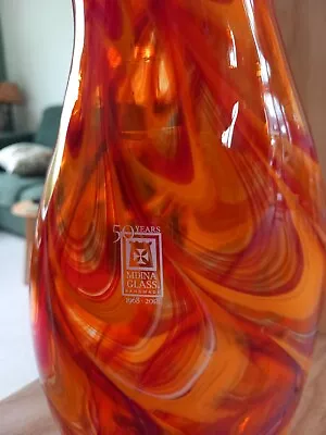 Mdina Glass Vase In Shades Of Orange. 24cm High X13cm Wide. Brand New  • £20