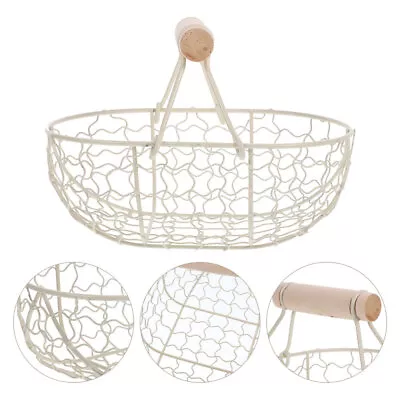 Egg Collecting Basket Metal Storage Basket With Handle-QX • £10.69