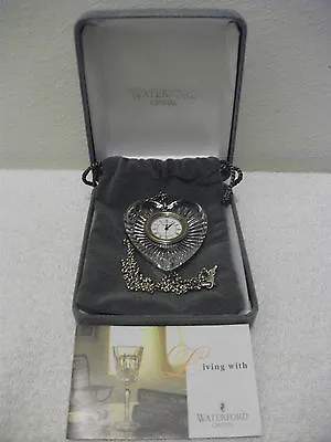 Mib Waterford Crystal Heart Watch Necklace Pendant Sterling Chain~ireland • $89.99