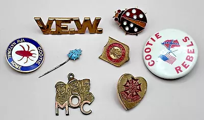 Vintage Lot Of 8 Vfw Military Order Of Cootie Lady Bug Pins Charm - A685 • $29.99