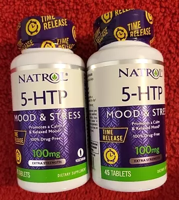 Natrol 5-HTP Mood & Stress Dietary Supplement 100 Mg 45 Tabs 2 Pack Exp 8/24 New • $10.75