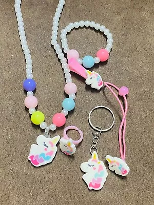 1 Set Unicorn Necklace Bracelet Jewelry Girls Little Kids  Easter Birthday Gift • $9.99