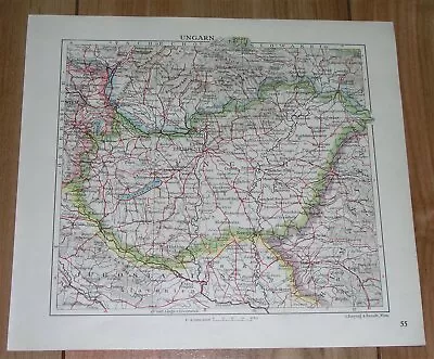1929 Original Vintage Map Of Hungary / Budapest / Verso Map Of Paris France • $21.37