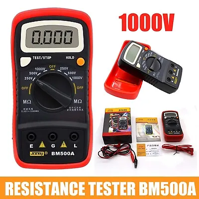 1000V 1999M Digital Resistance Tester Insulation Meter Megohmmeter Megger BM504A • $22.98
